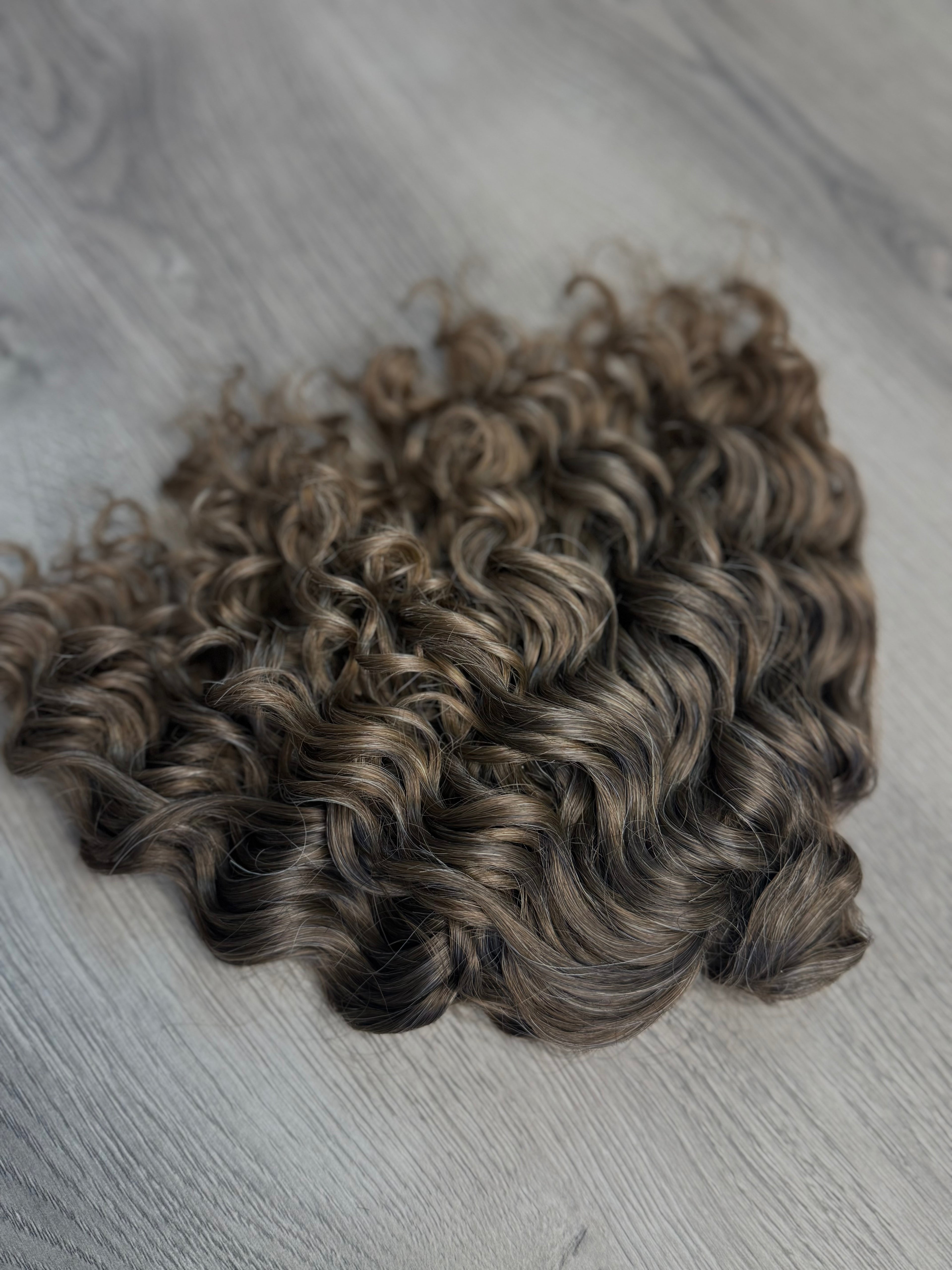 Natural brunette 9” curly